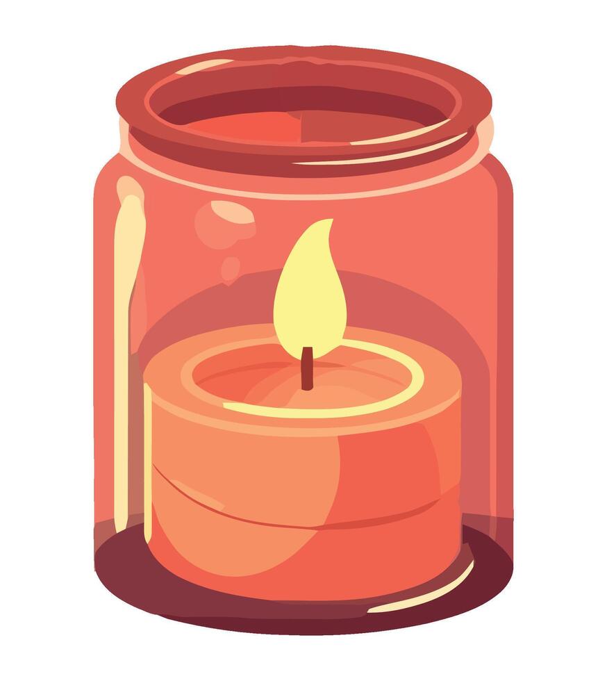 Candle in glass jar illustration vector