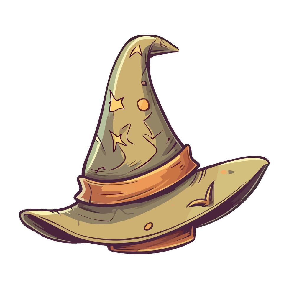 A cartoon witch hat with a star on it vector