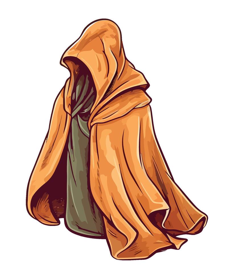 An orange hooded cloak with a hood on it vector