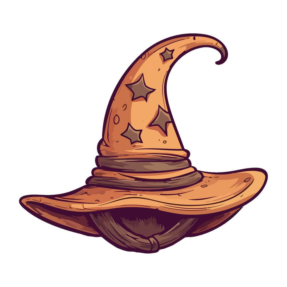 A cartoon witch hat with stars on it vector
