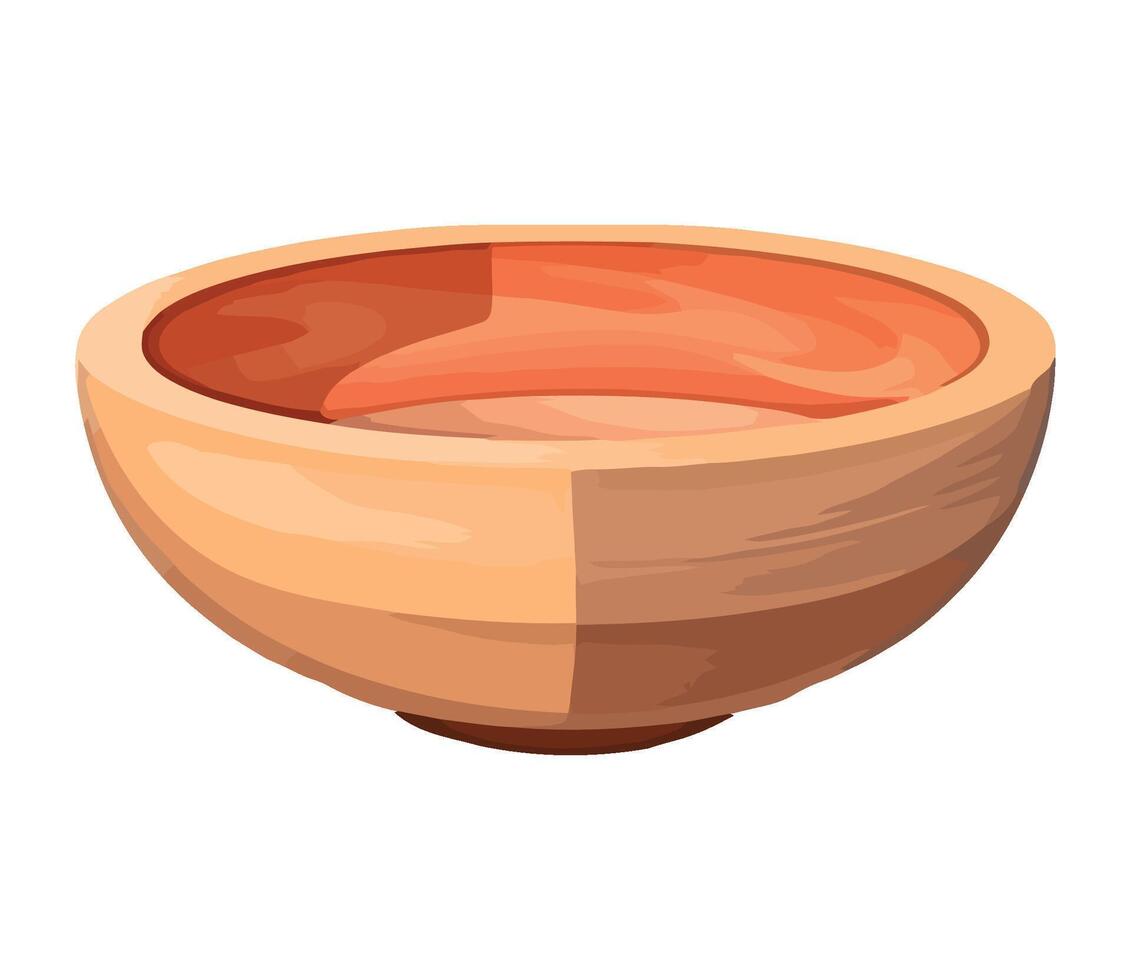 Wooden bowl illustration isolated on white background vector