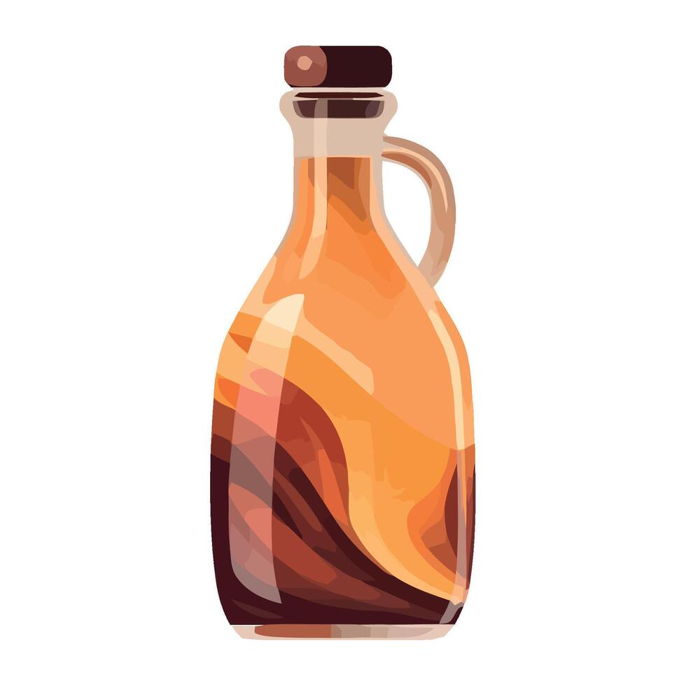A bottle of syrup with brown liquid inside vector