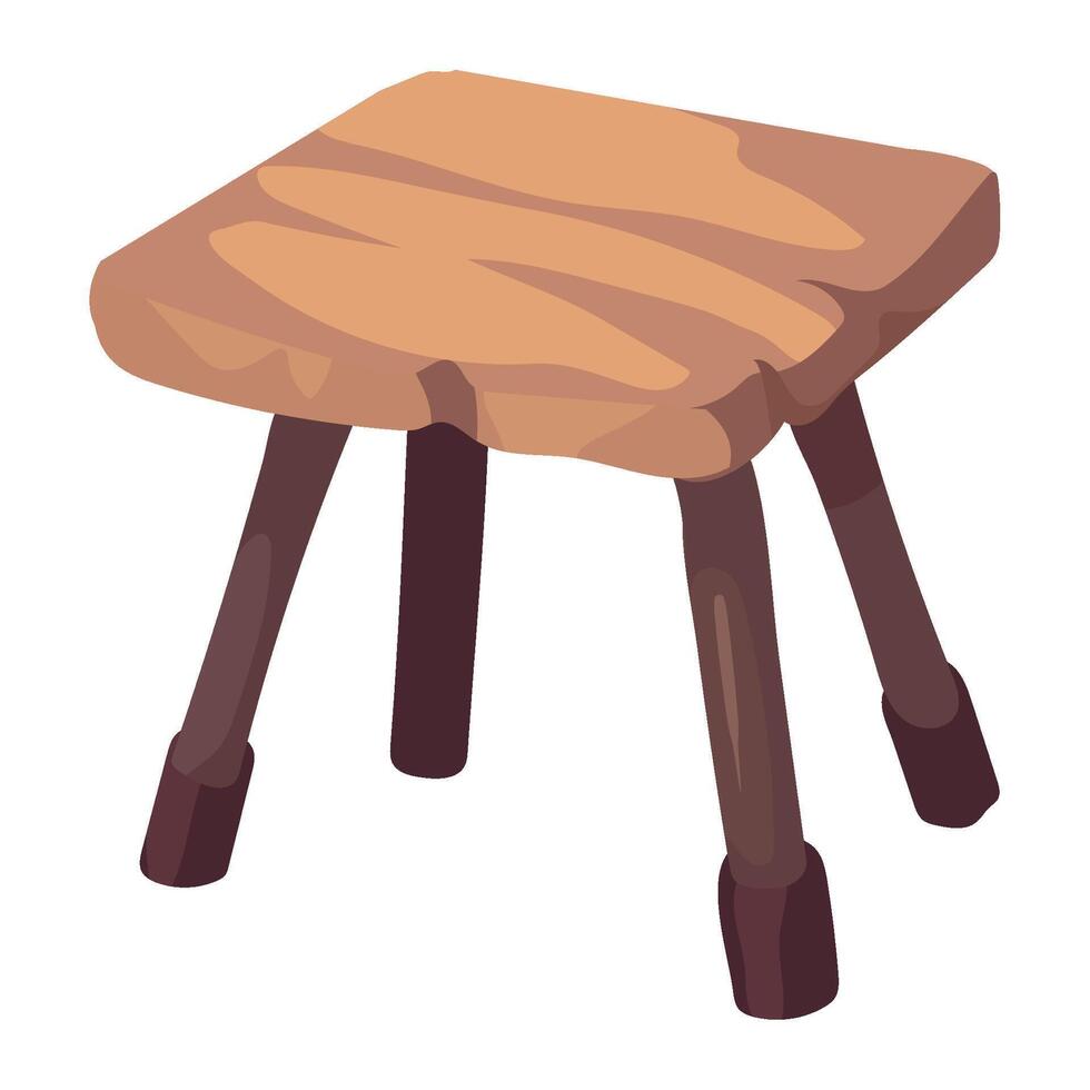 Wooden stool with legs illustration vector