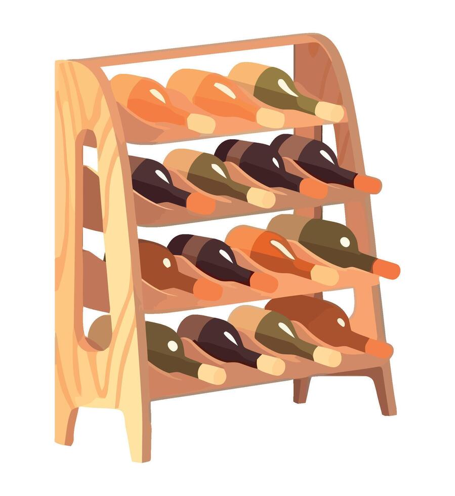 Wine rack with bottles of wine illustration vector