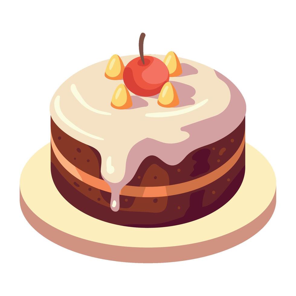 A cake with a cherry on top vector