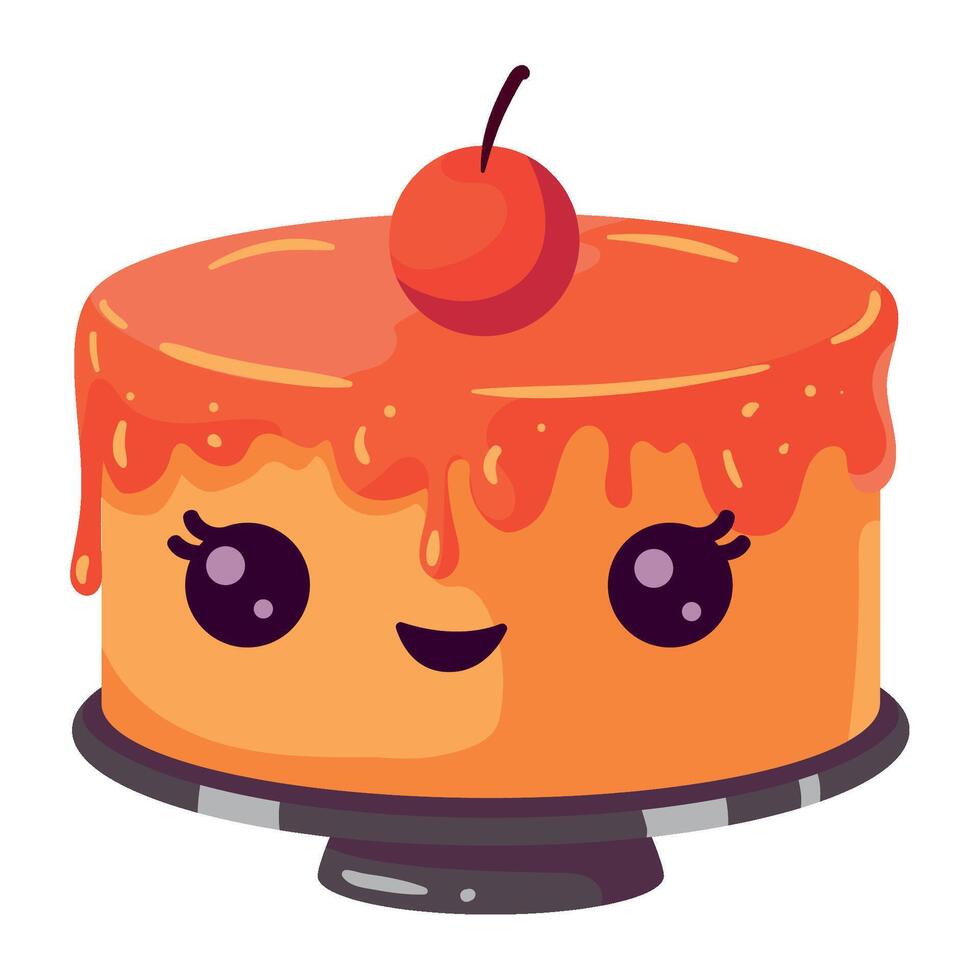 A cartoon cake with a cherry on top vector