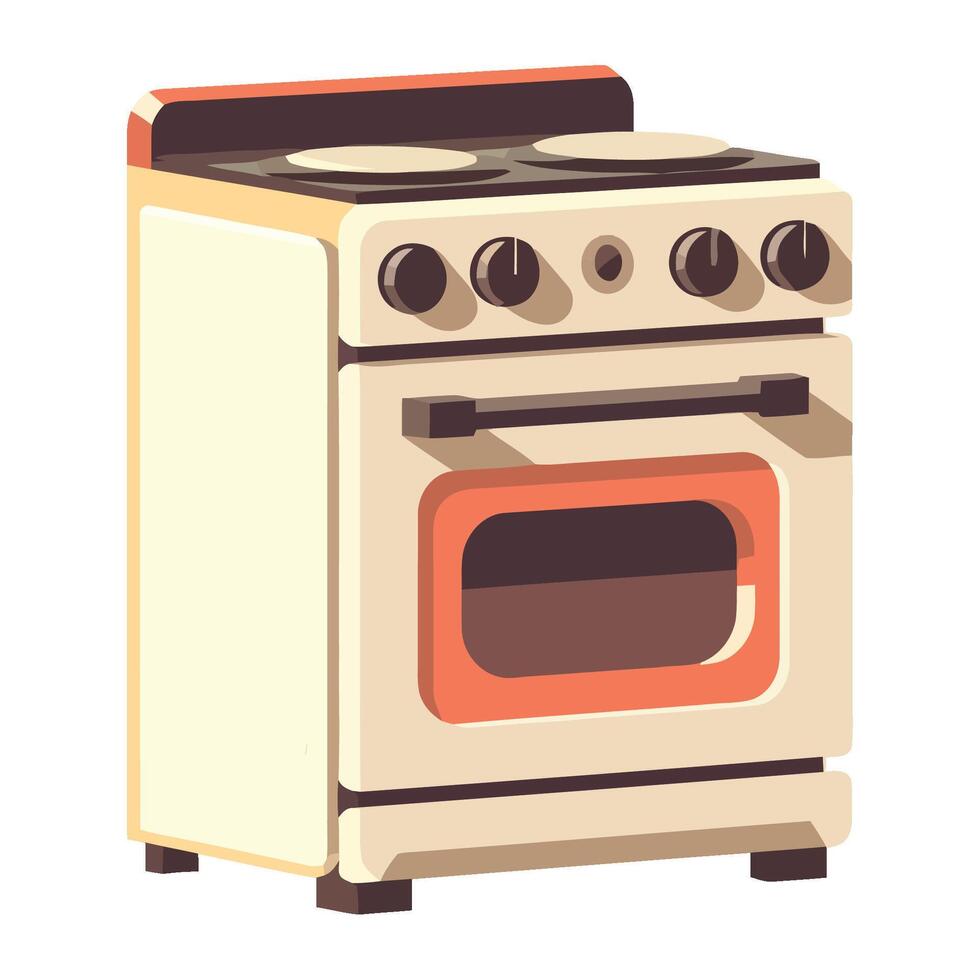 An illustration of a stove with a red door vector