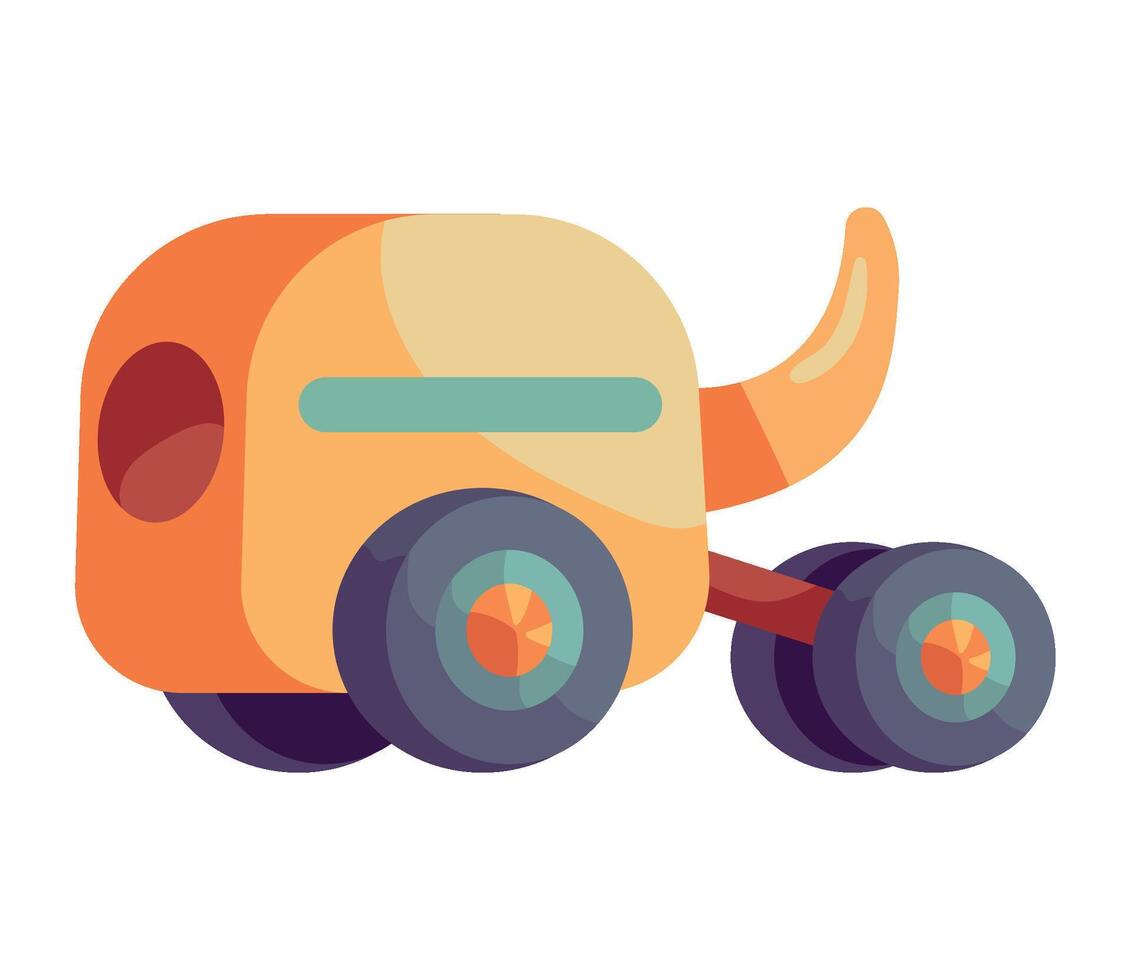 A cartoon animal wagon with wheels and a big nose vector