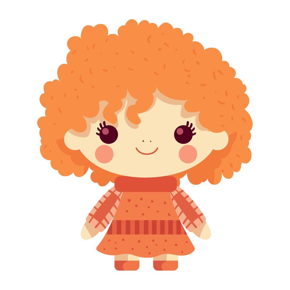 Cute little girl with curly hair vector