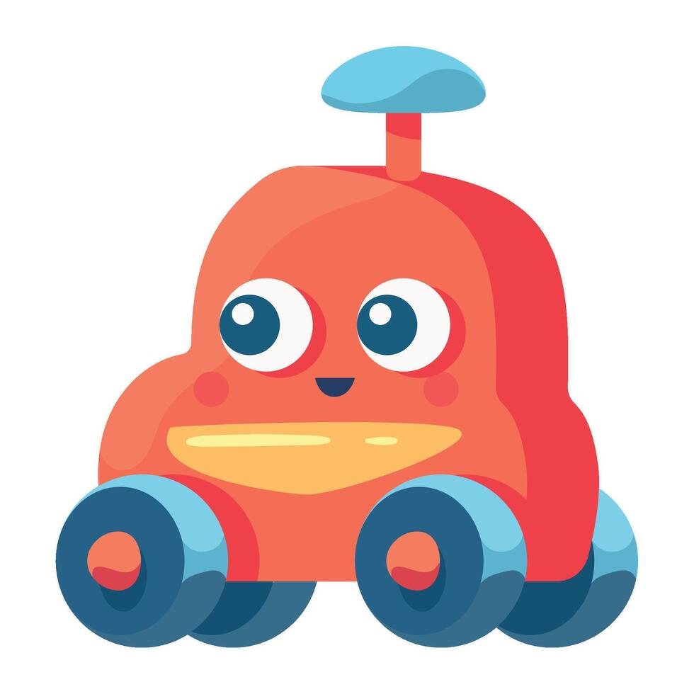 A cartoon red car with blue eyes and a smile vector