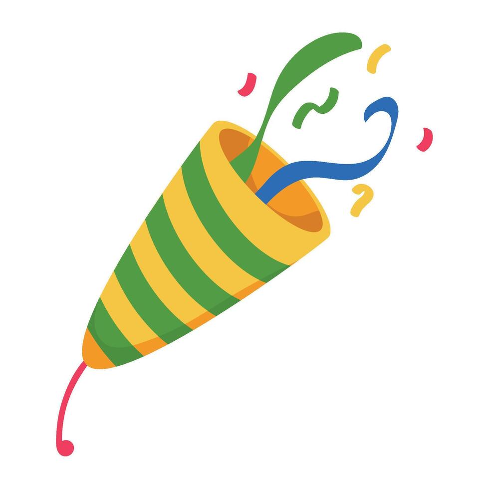 A colorful party hat with confetti and streamers vector
