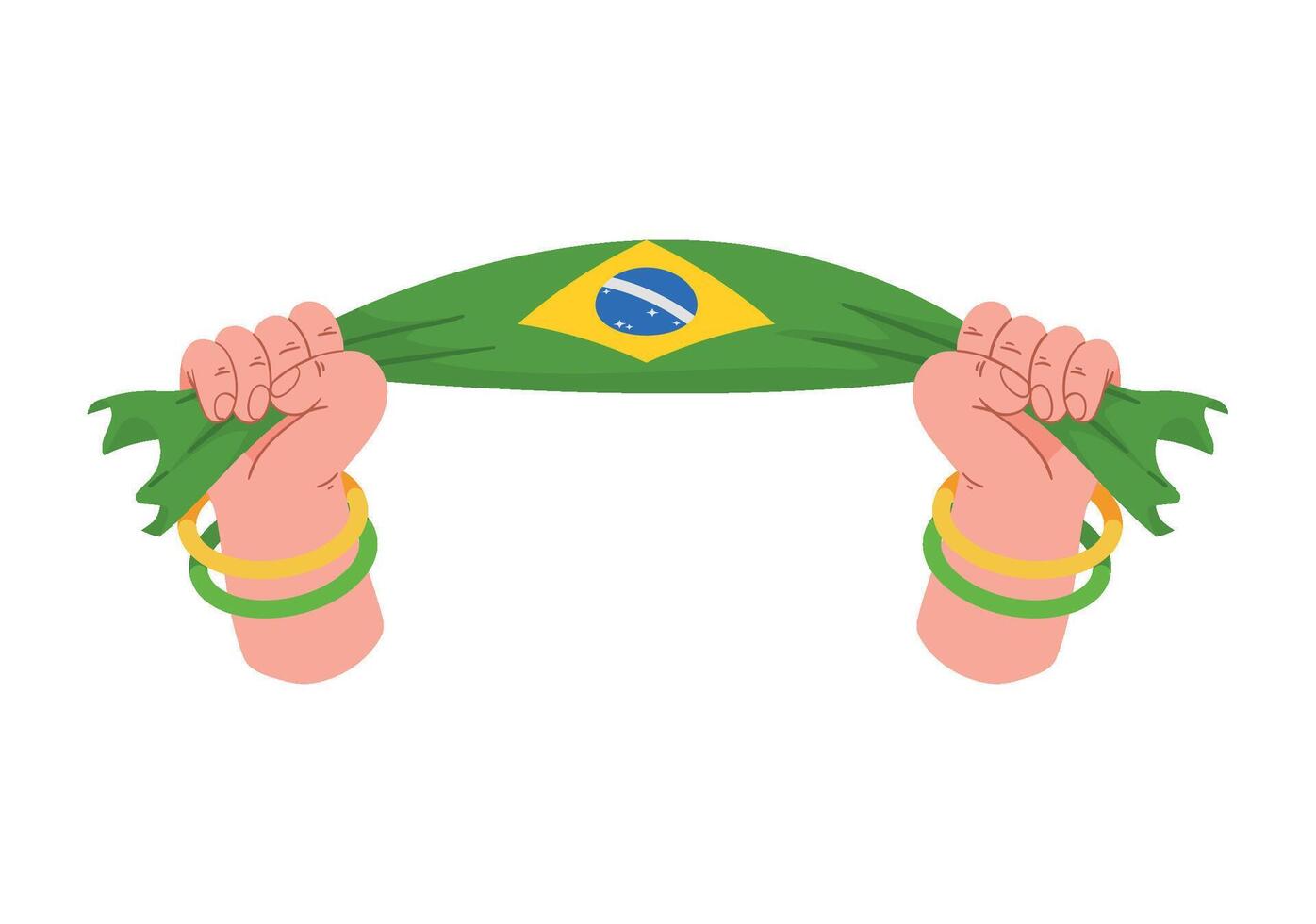 Brazil flag wrapped around hands illustration vector