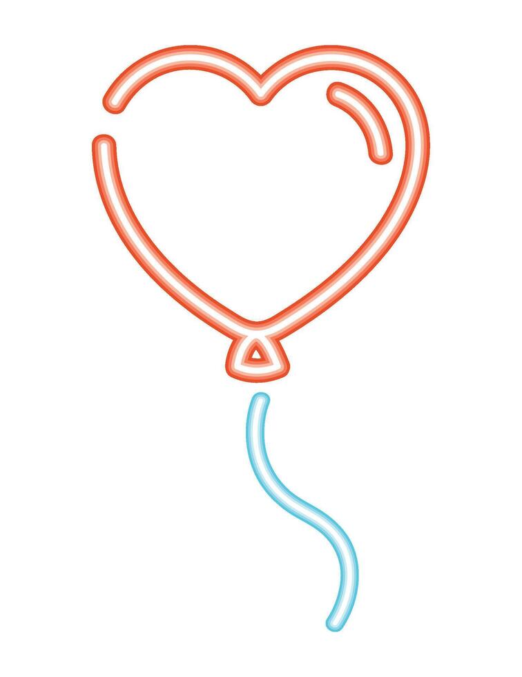 A neon heart shaped balloon with a blue cord vector