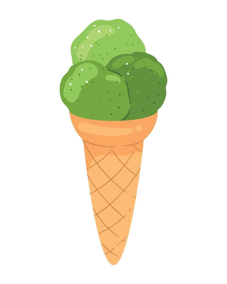 Ice cream with broccoli in a waffle cone vector