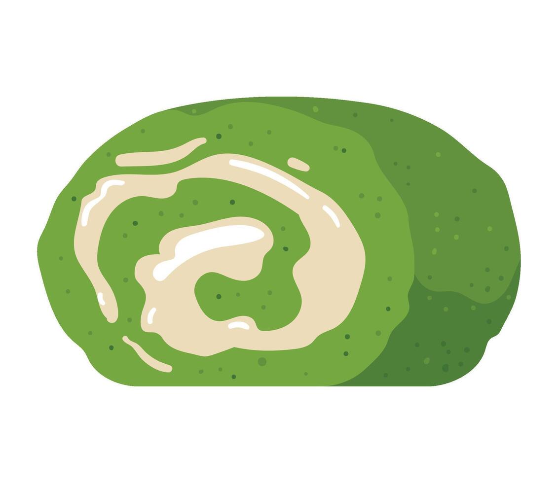 A green roll with cream on top vector