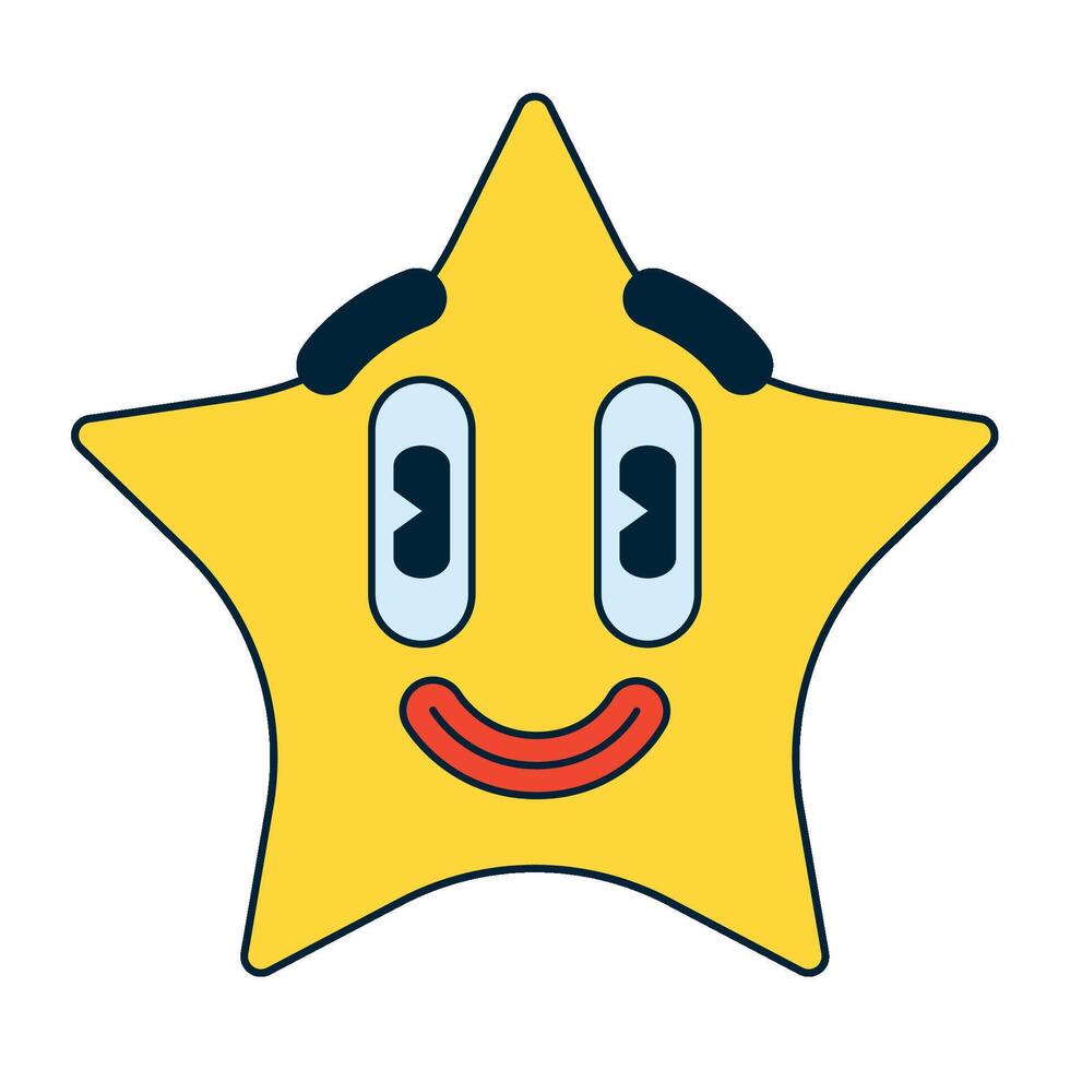 A yellow star with a smiley face vector