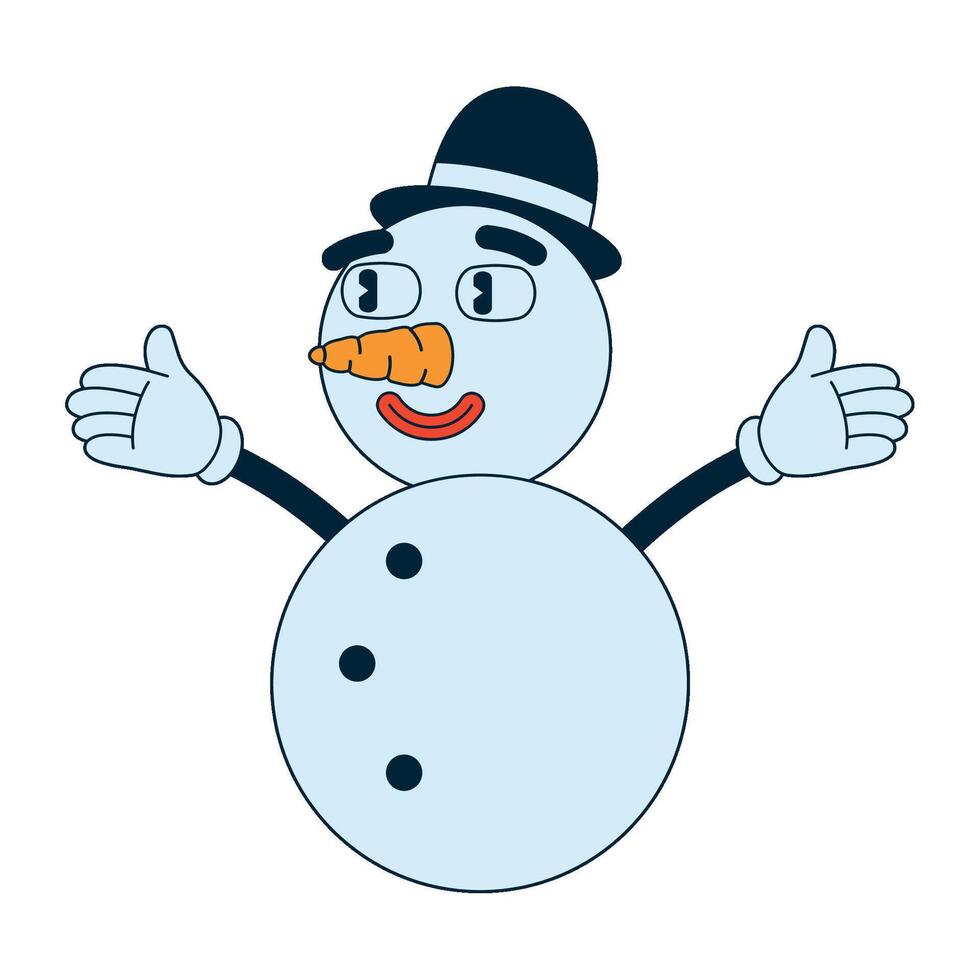 A cartoon snowman with a hat and gloves vector