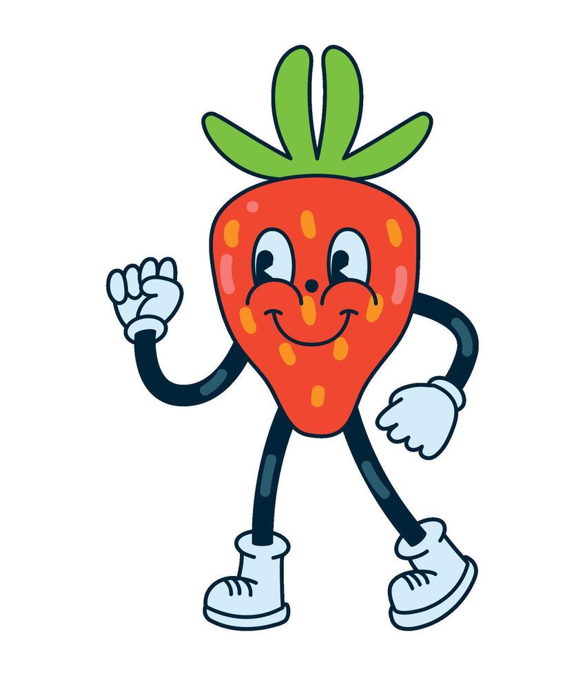 A cartoon strawberry character with legs and arms vector
