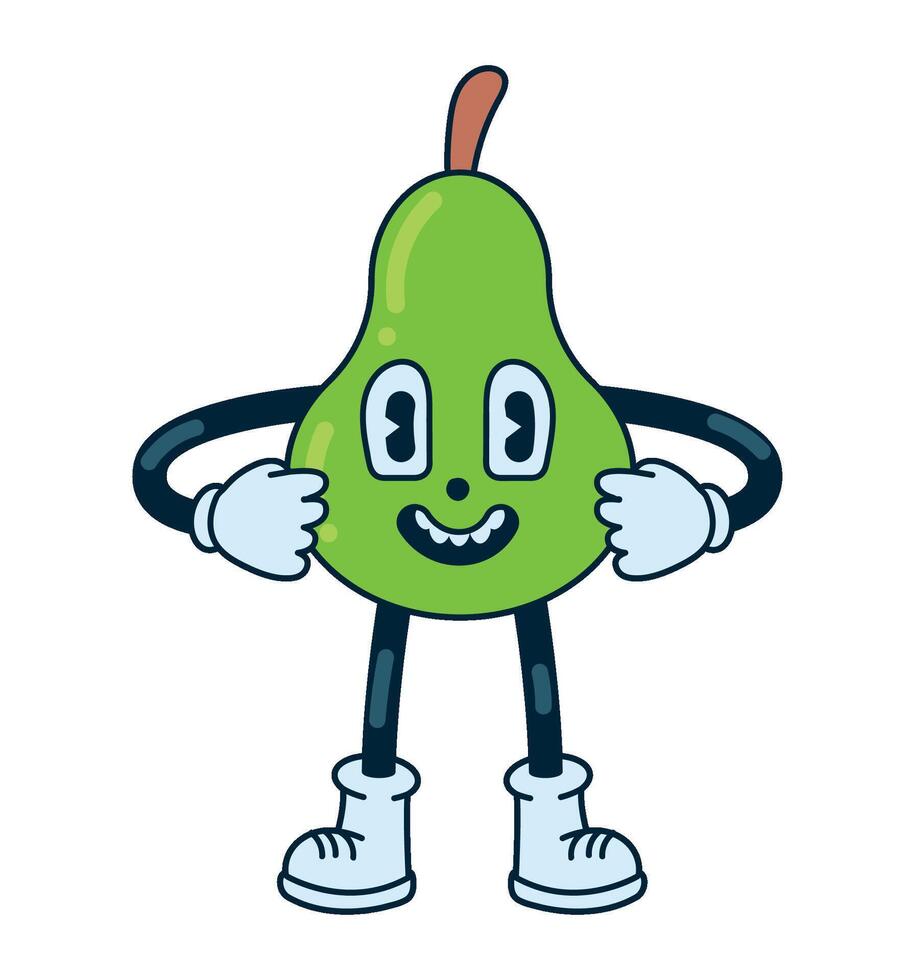 A cartoon pear character with arms and legs vector