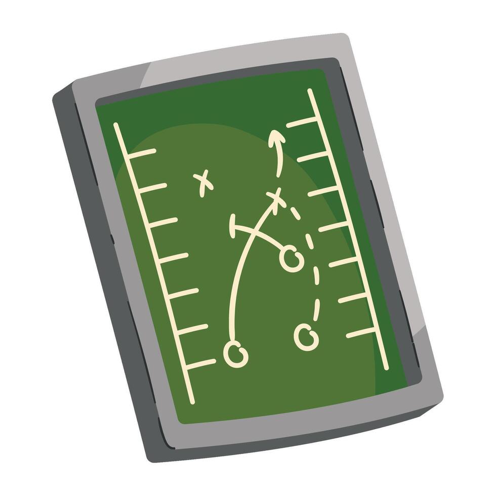 An illustration of a football field on a tablet vector