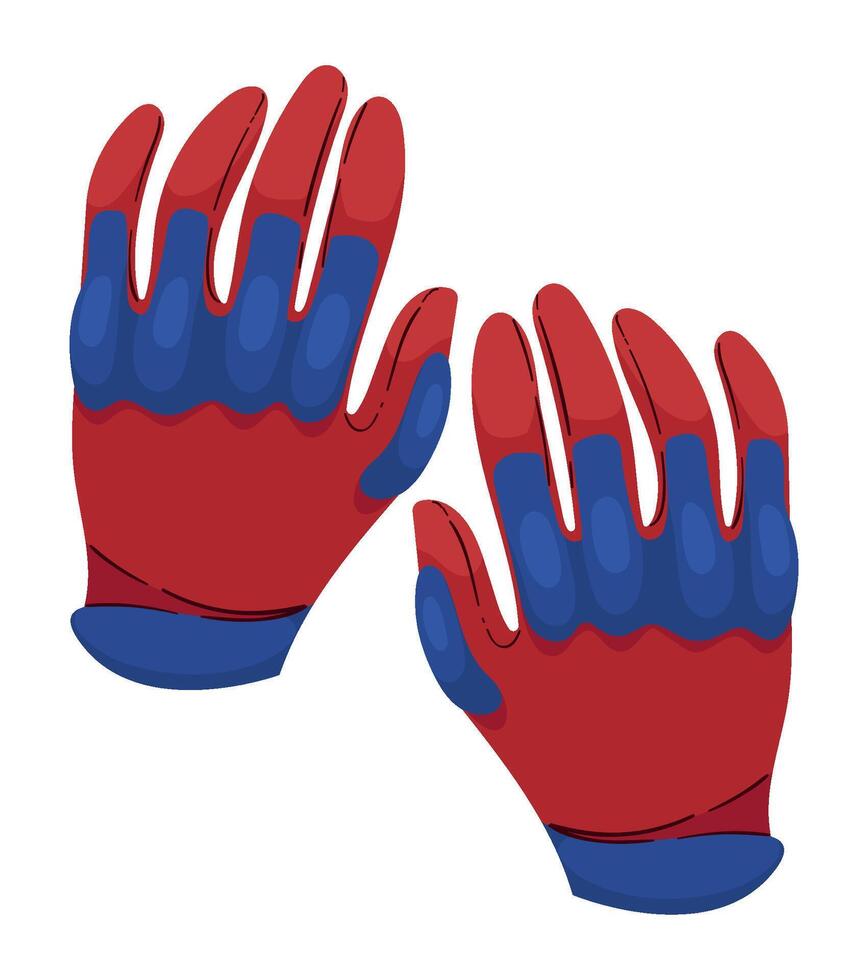 Two red and blue gloves with blue fingers vector