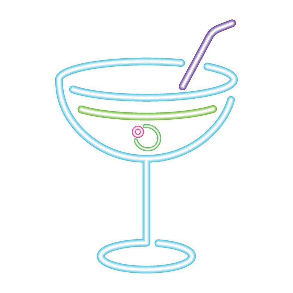 A martini glass with a straw and a cocktail vector