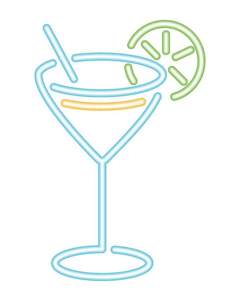 A martini glass with a slice of lemon and a straw vector