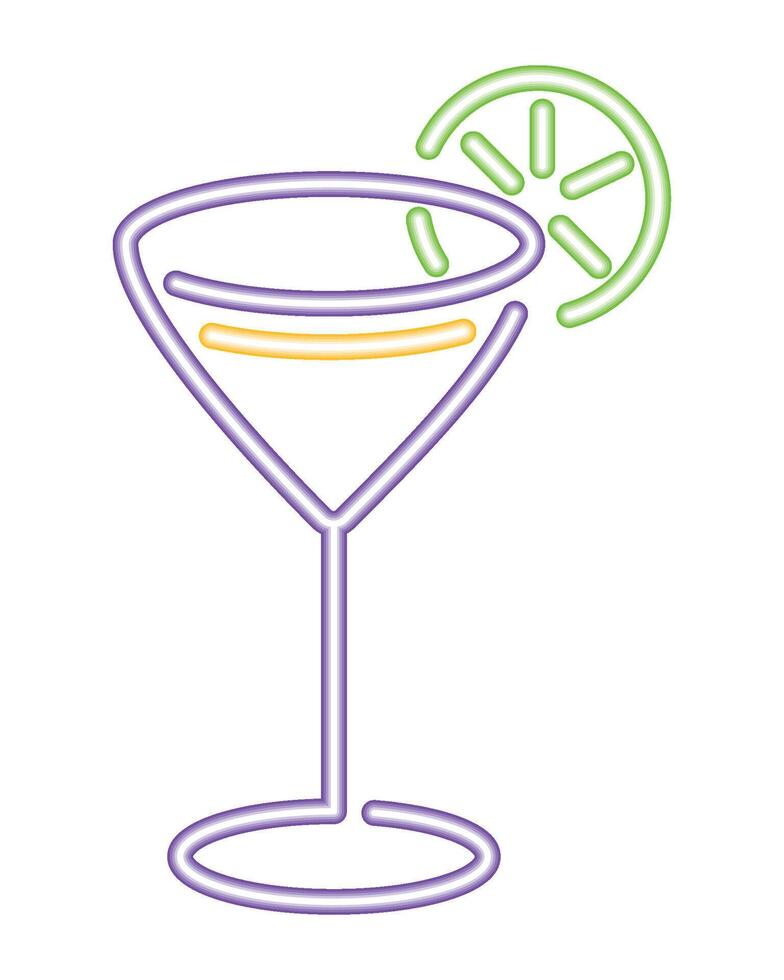 A martini glass with a slice of lime on the rim vector