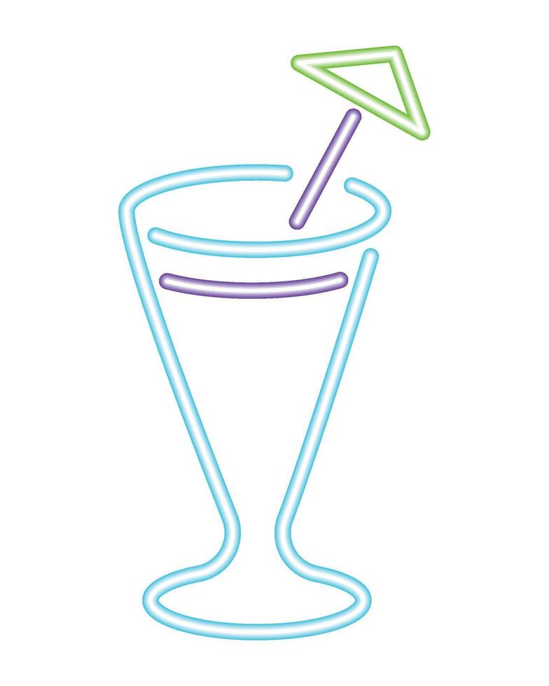 A neon sign with a drink and umbrella vector