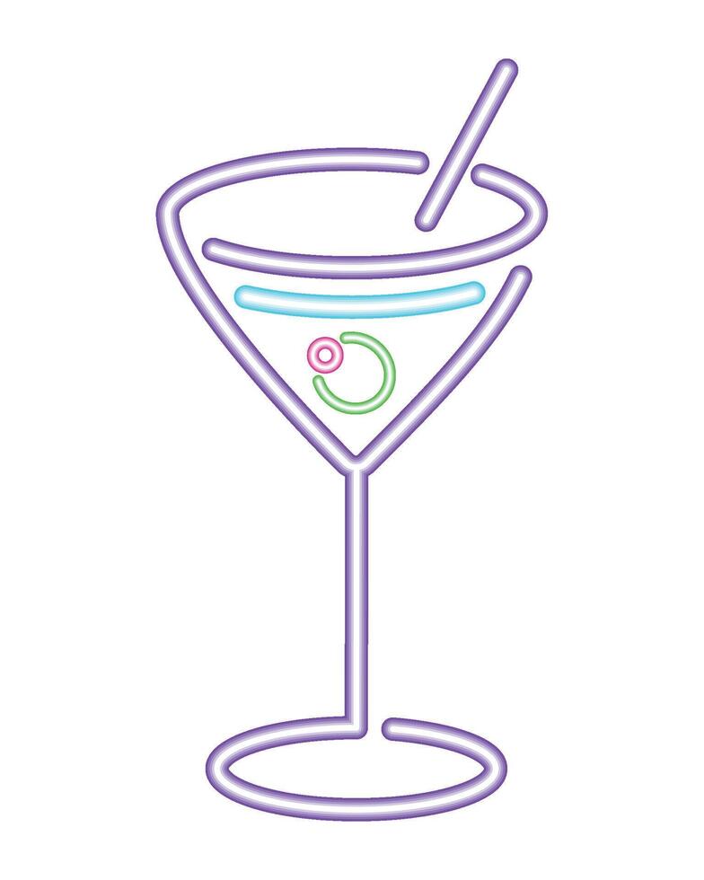 A martini glass with a straw and a drink in it vector
