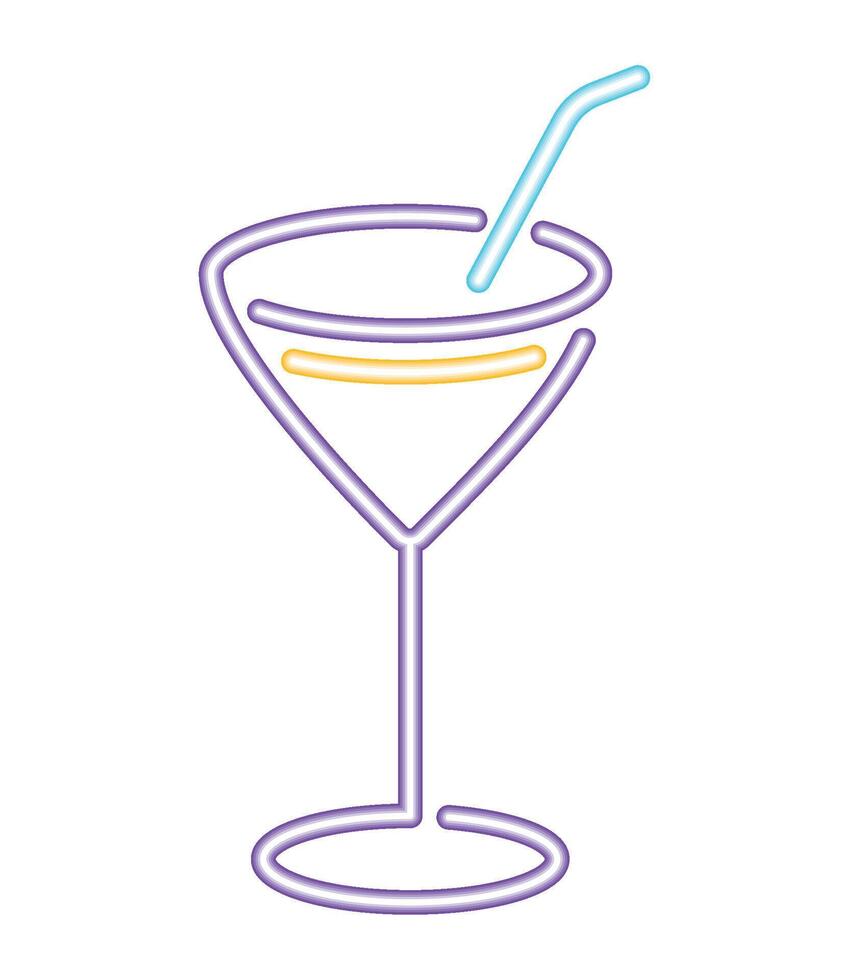 A martini glass with a straw and a drink vector