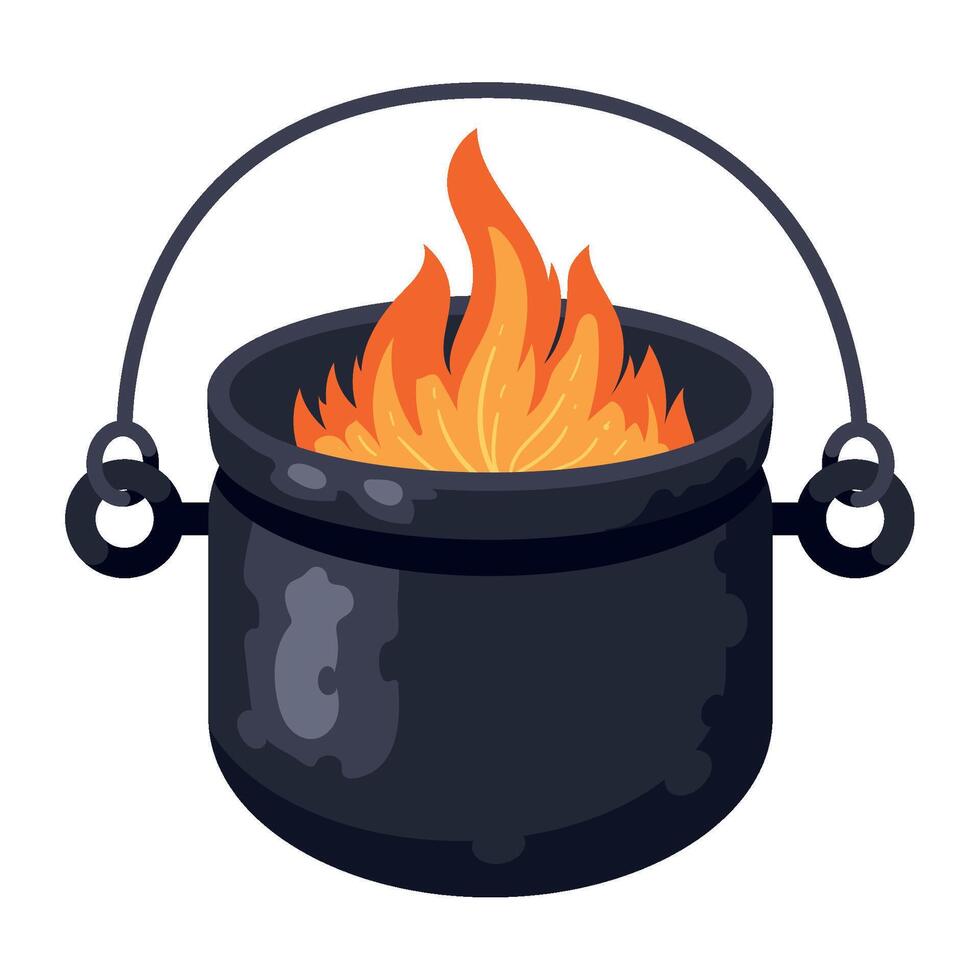 A pot with fire in it on a white background vector