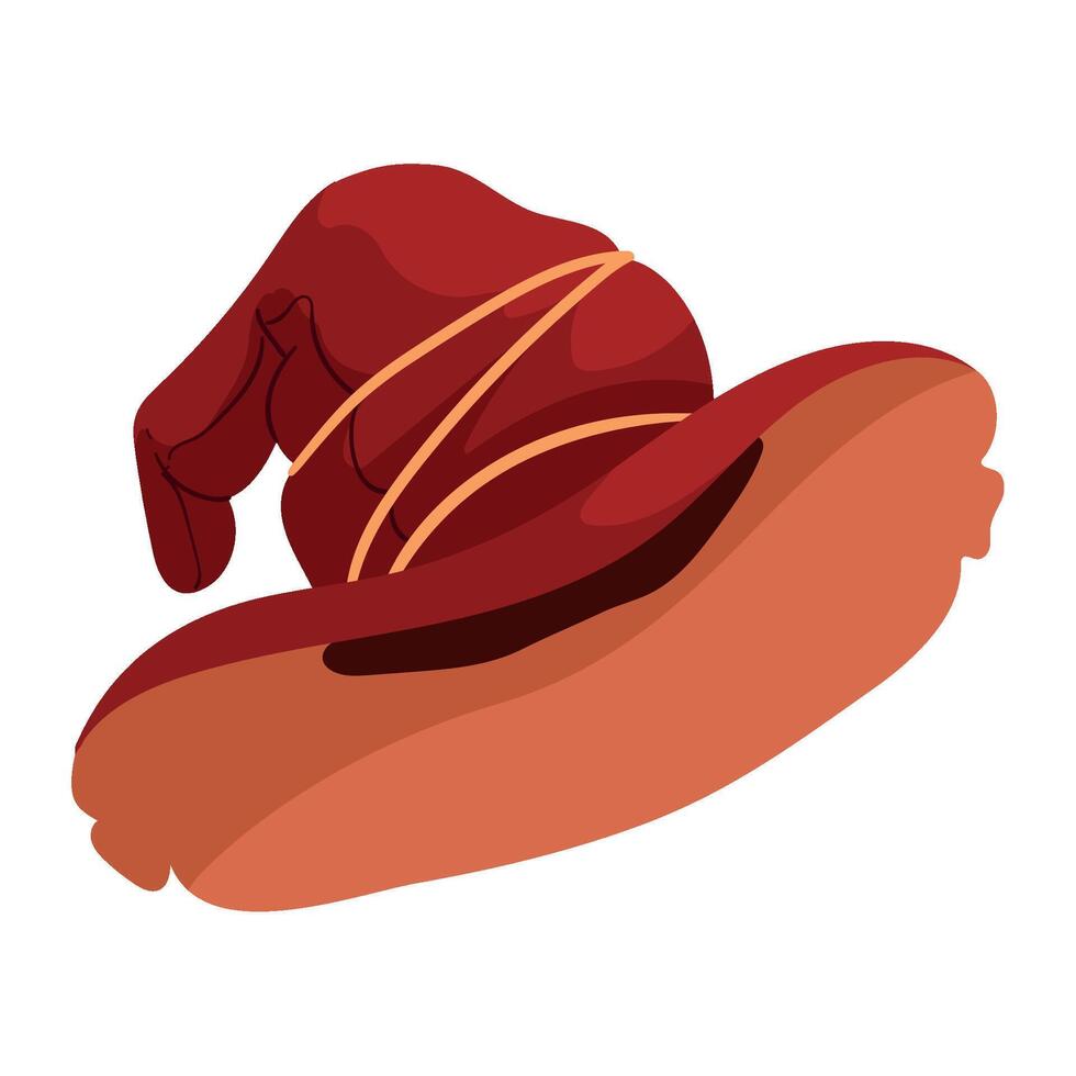 A red hat with a yellow ribbon on it vector