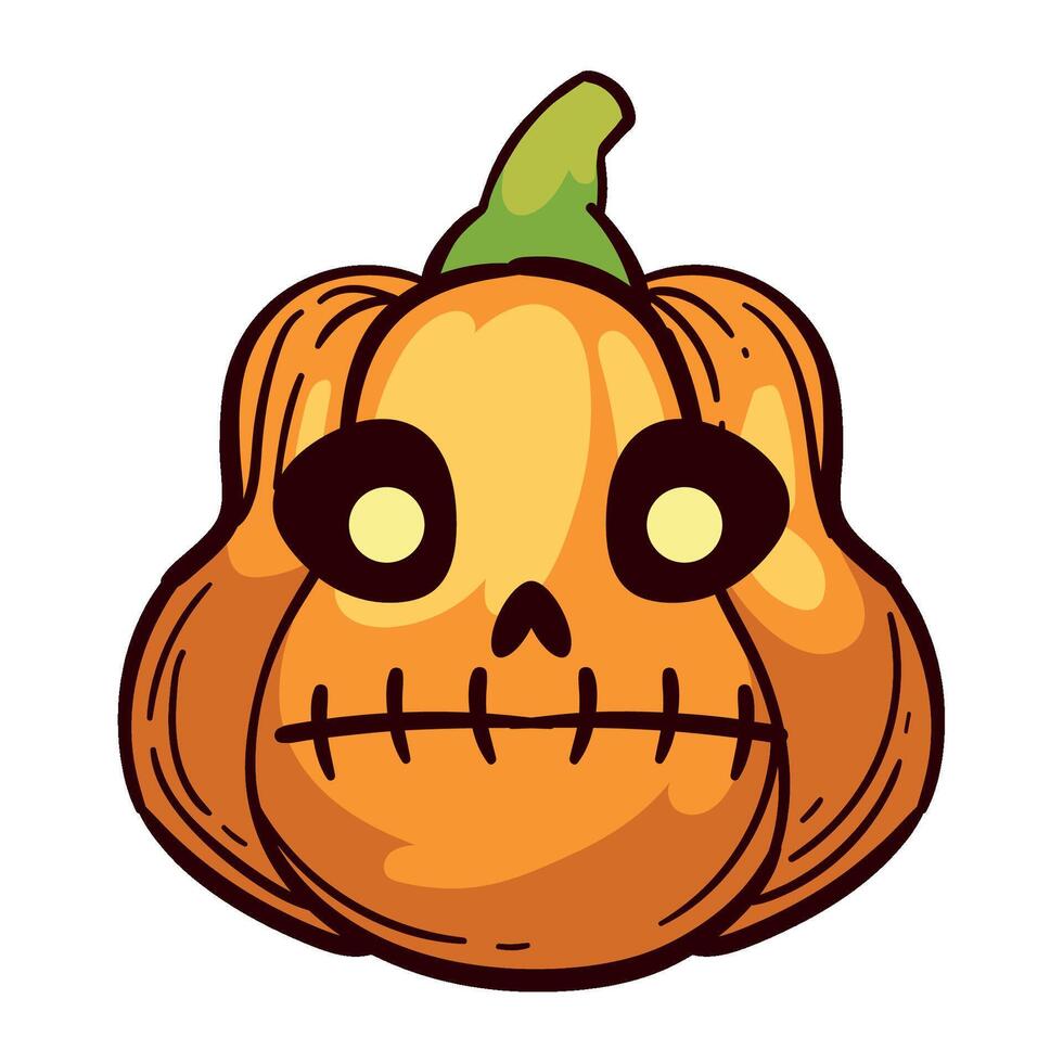 A cartoon pumpkin with a face and eyes vector