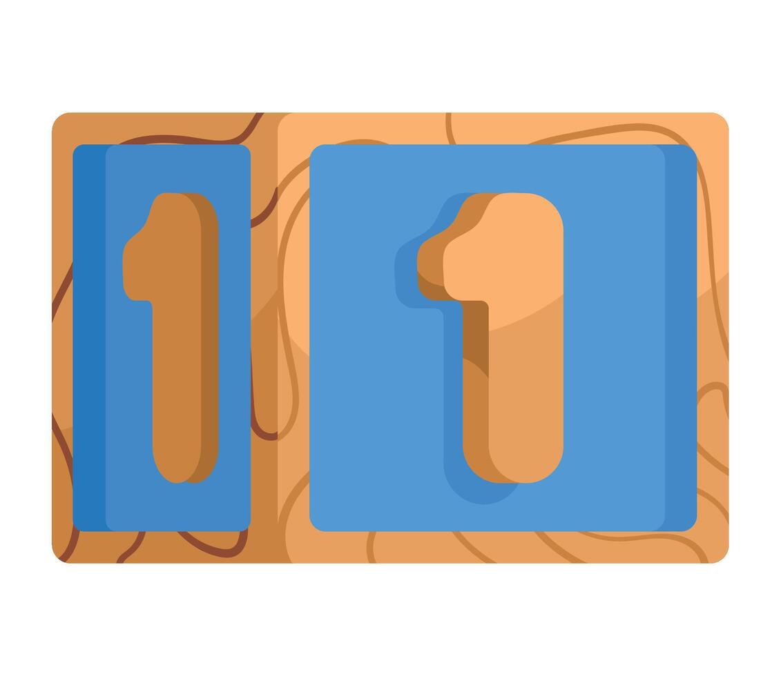 A wooden number one on a white background vector