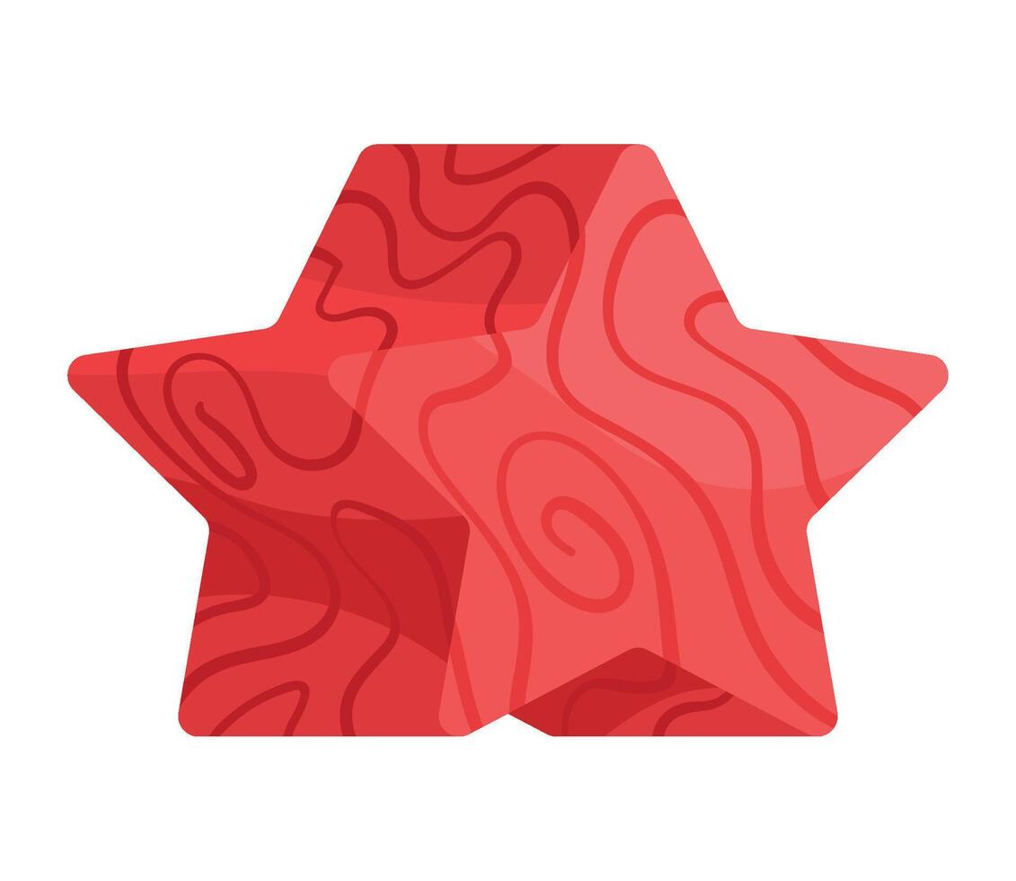 A red star with a wavy pattern on it vector