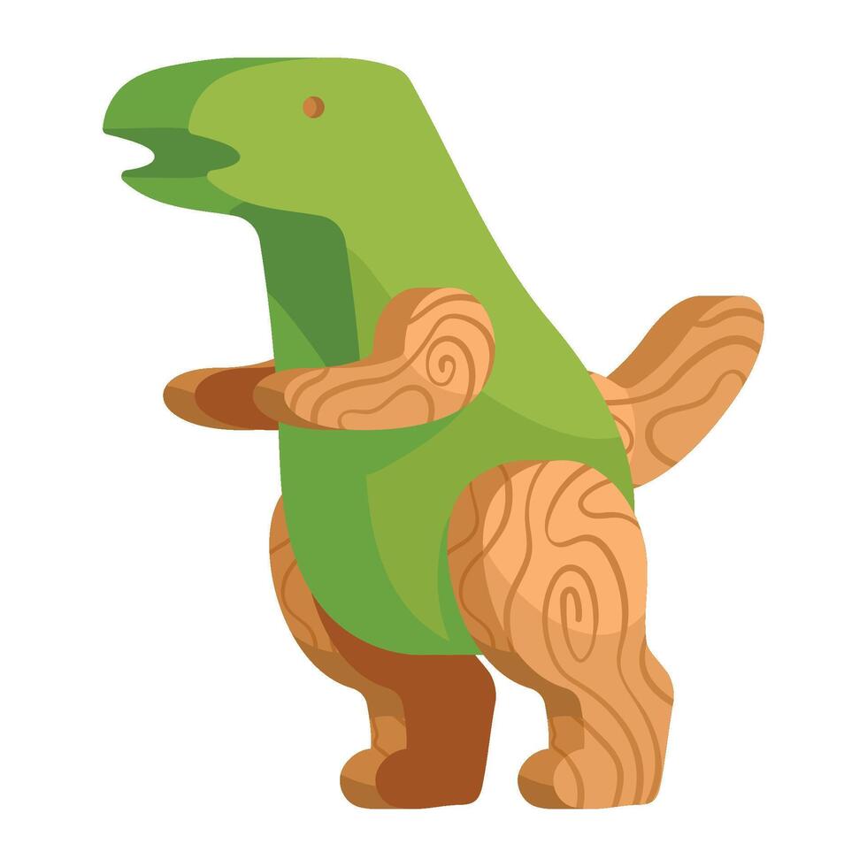 A cartoon dinosaur with a green body and brown legs vector