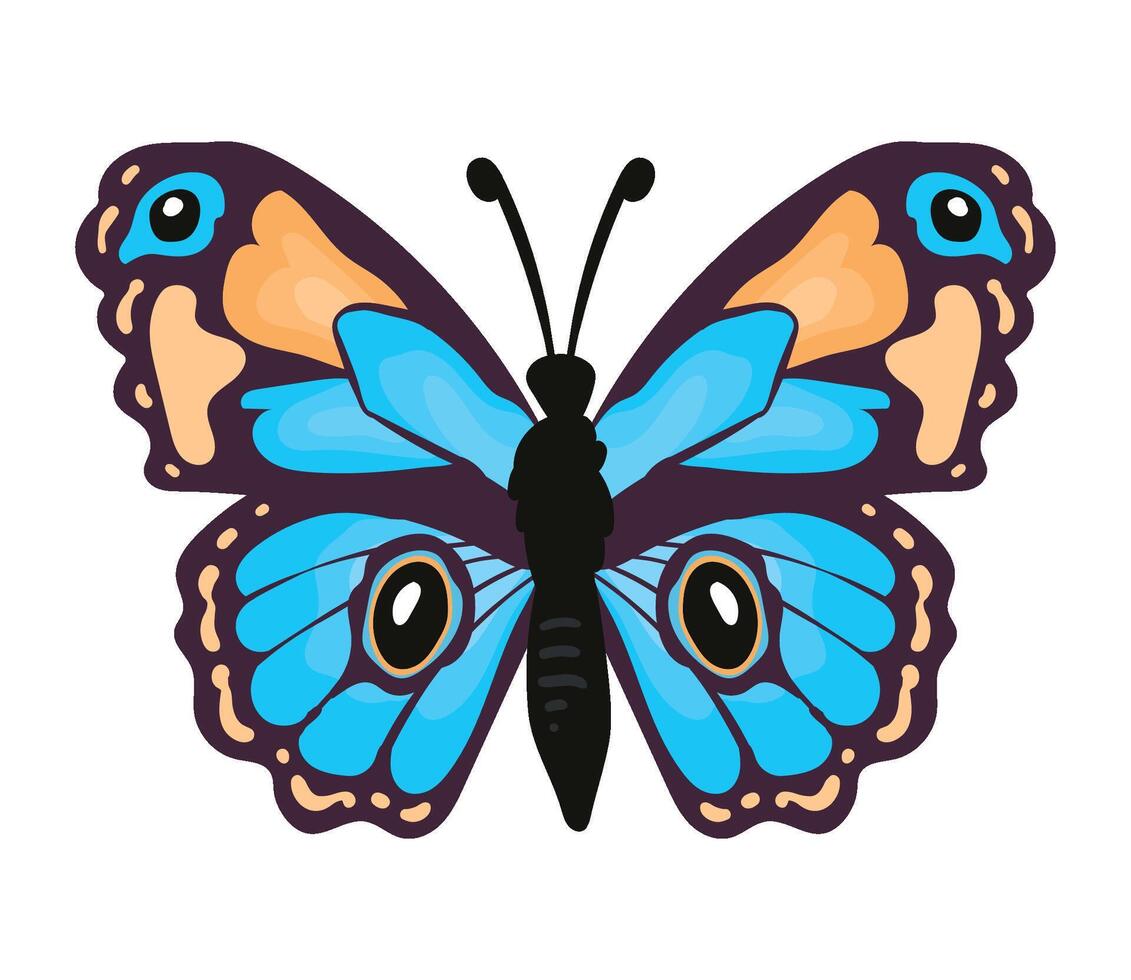 A blue butterfly with black and orange wings vector