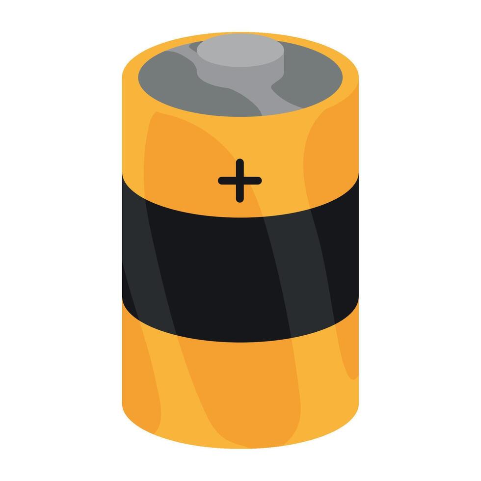 A battery with a black and orange cap on it vector
