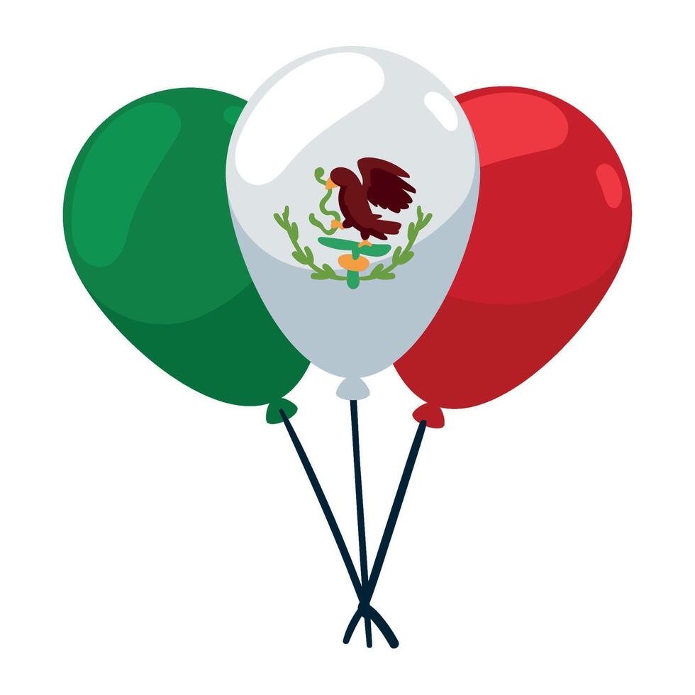 Mexico flag balloons with the colors of the flag vector