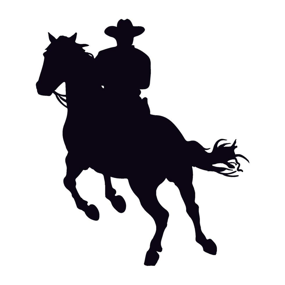 A silhouette of a cowboy riding a horse vector