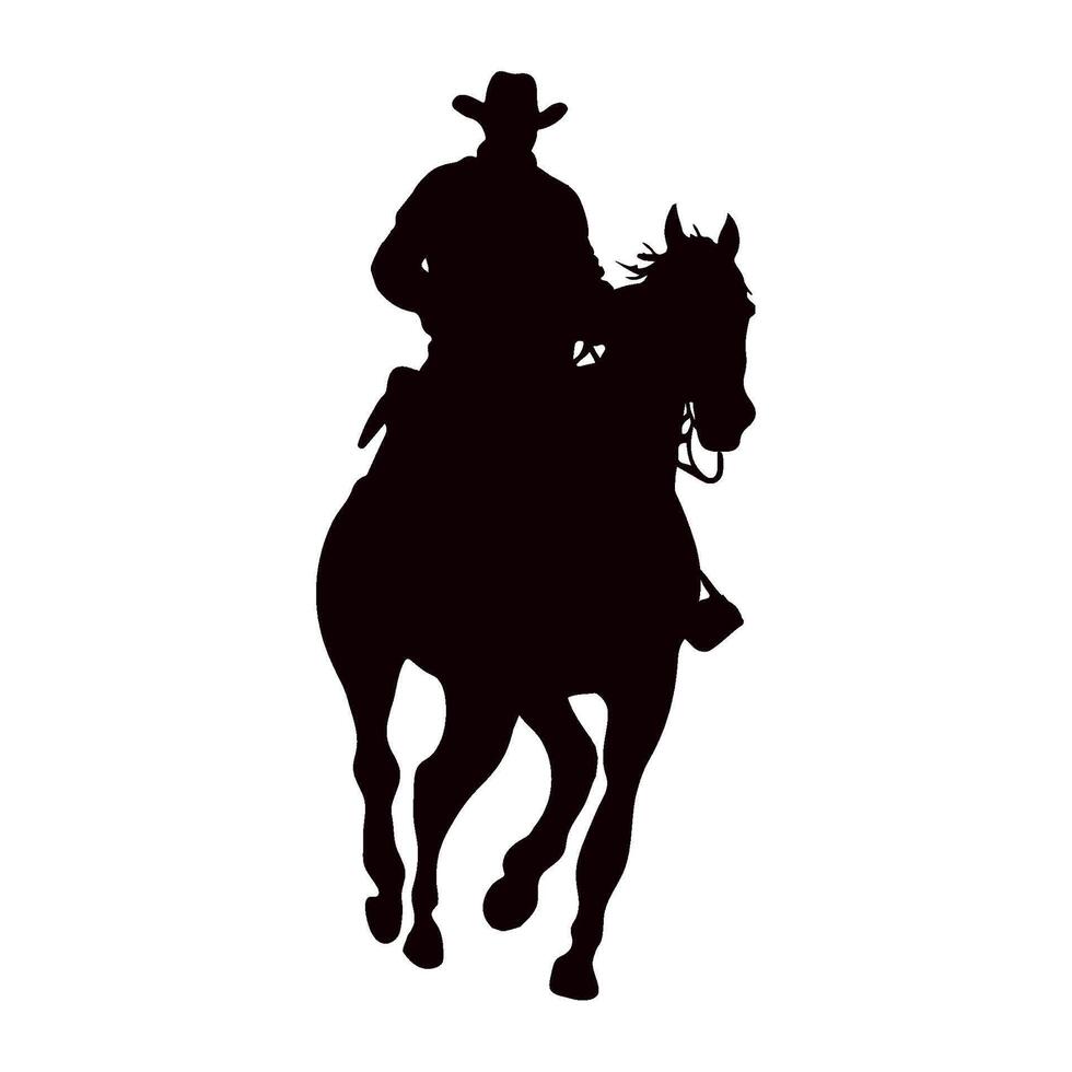 A silhouette of a cowboy riding a horse vector