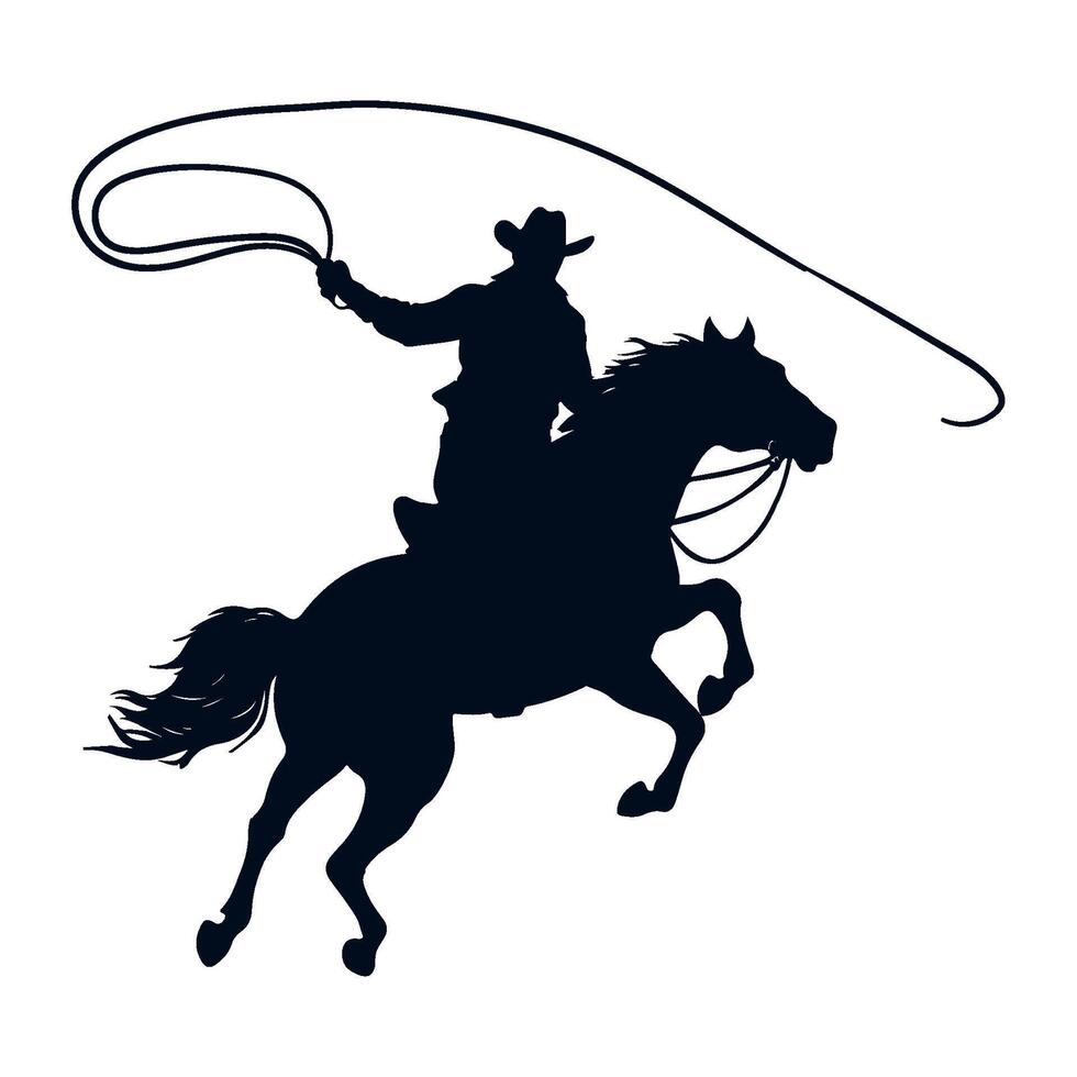 Cowboy riding horse with lasset illustration vector