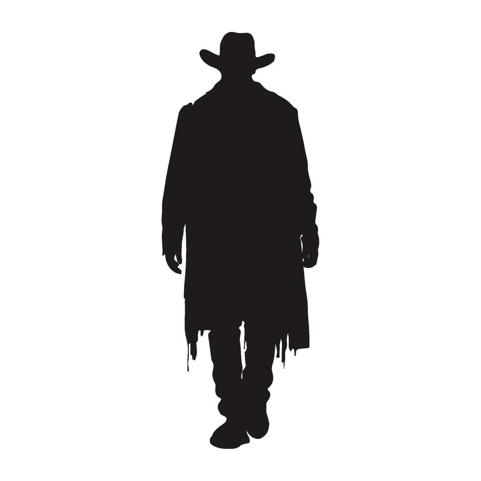 The silhouette of a man in a cowboy hat vector