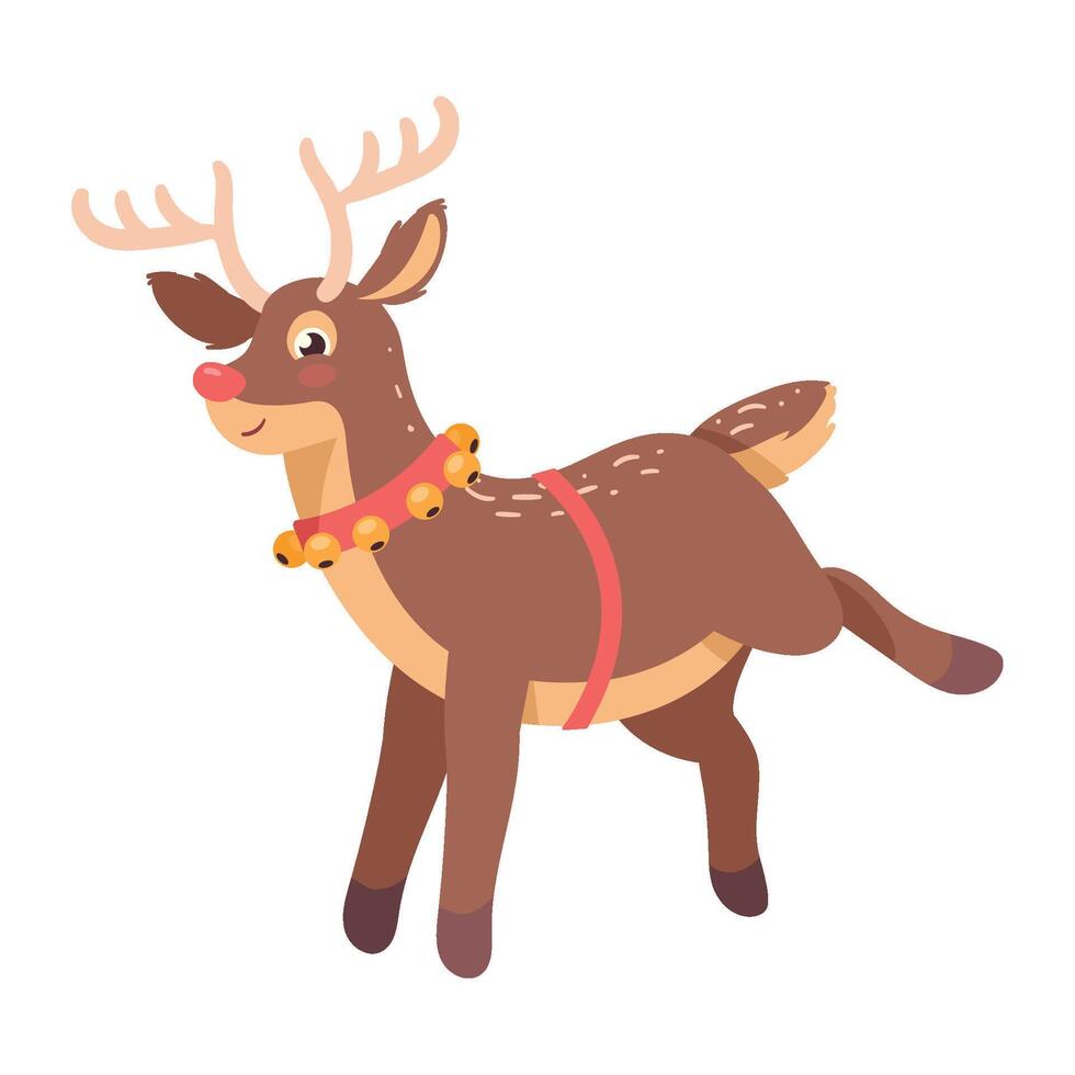 Reindeer with red collar and antlers vector