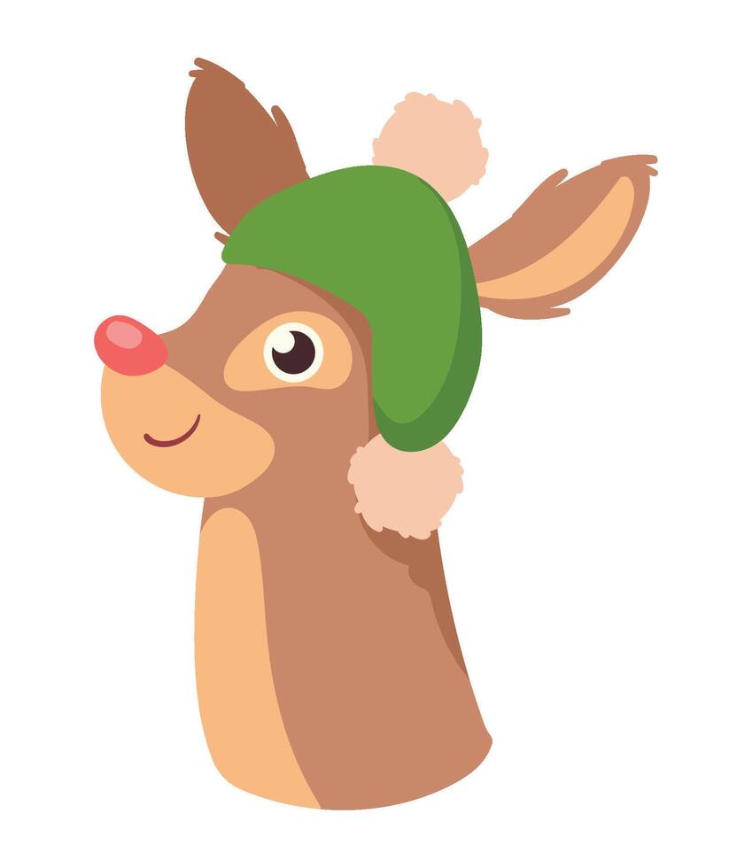 A cartoon deer wearing a hat and looking up vector