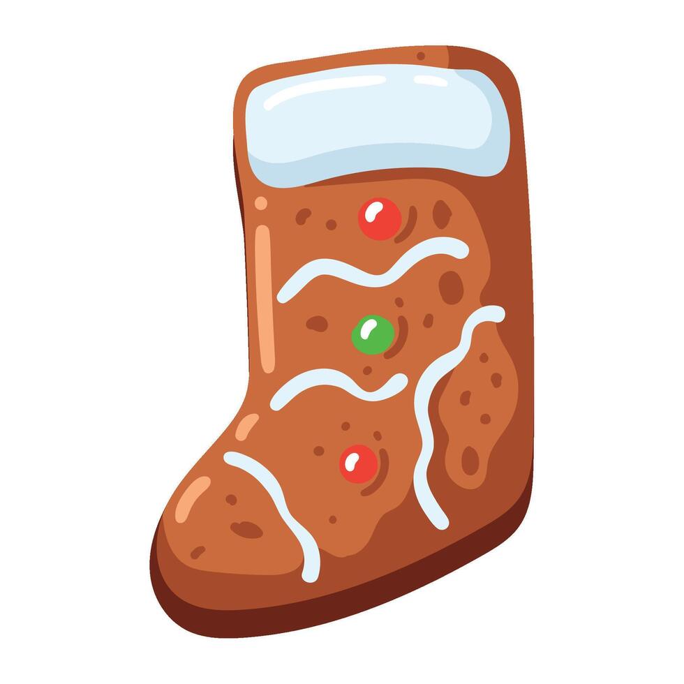 A gingerbread christmas stocking with candy and sprinkles vector