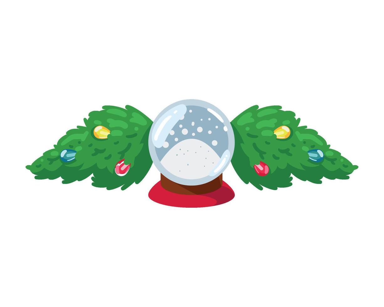 Christmas snow globe with christmas tree and decorations vector