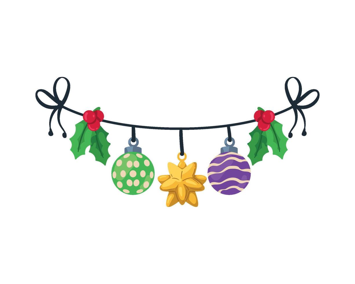 Christmas decorations hanging on a white background vector