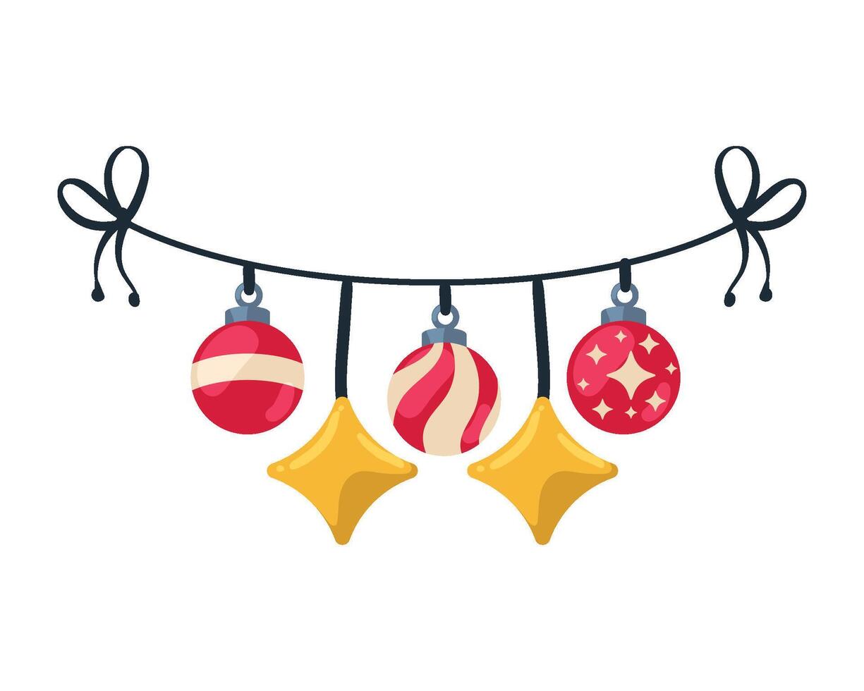 Christmas decorations hanging on a rope vector